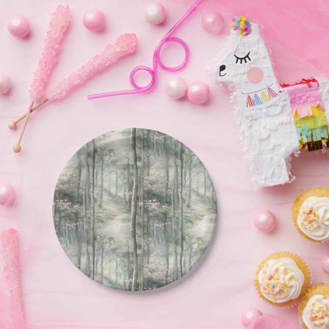 Enchanted Pink Floral Garden  Paper Plate (Party)