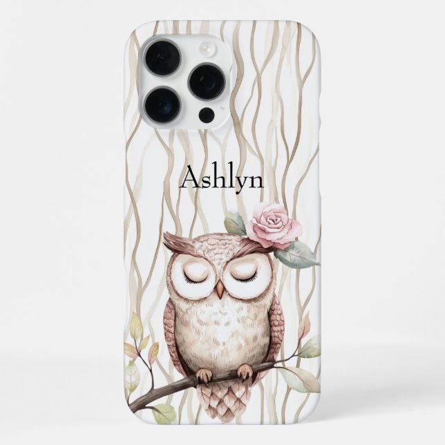 Enchanted Pink Flower Owl iPhone Case (Back)