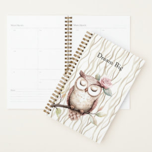 Enchanted Pink Flower Owl Planner