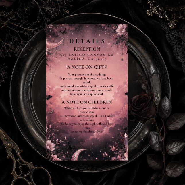 Enchanted Pink Goth Wedding Enclosure Card (Creator Uploaded)