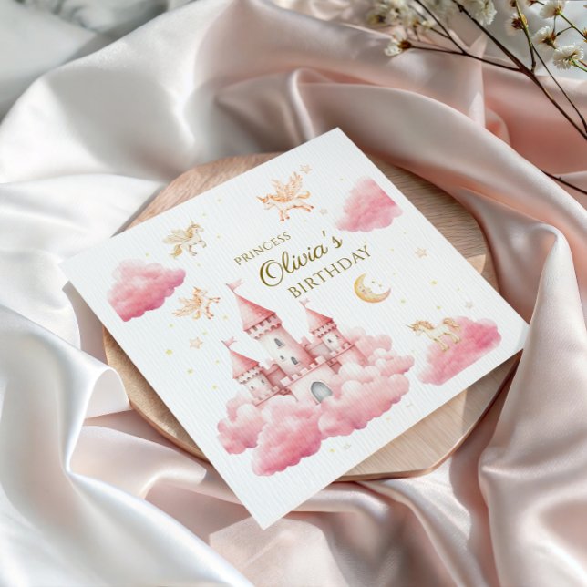 Enchanted Pink Princess Girl Birthday Napkin (Creator Uploaded)