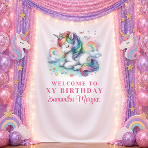 Enchanted Pink Unicorn Magical Day Backdrop Tapestry