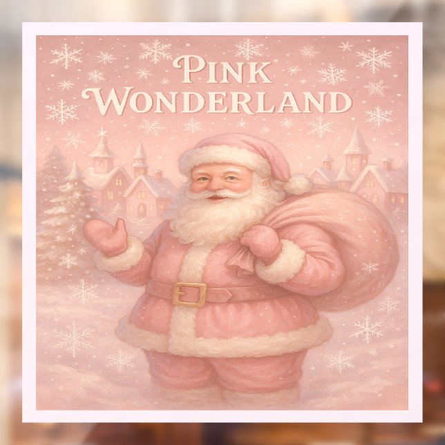 Enchanted Pink Wonderland Santa Window Cling (Sheet 2)