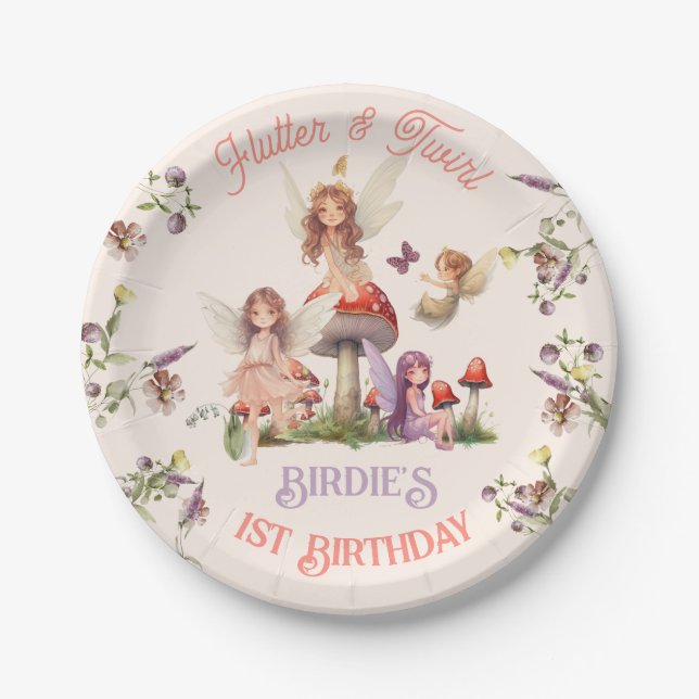 Enchanted Pixie Fairy Princess Birthday Party Paper Plate (Front)