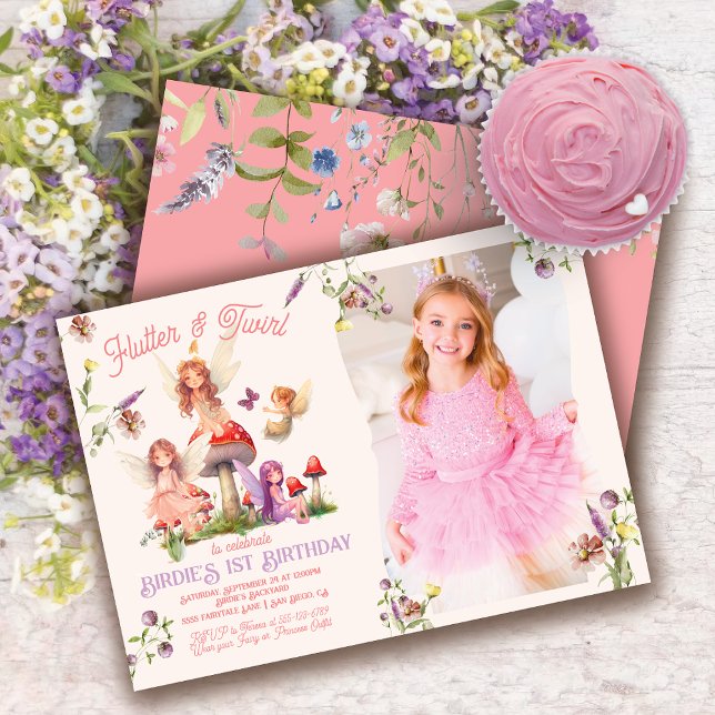 Enchanted Pixie Fairy Princess Birthday Photo Invitation (Creator Uploaded)
