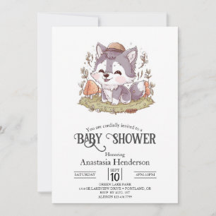 Enchanted Playful Wolf Baby Shower Invitation