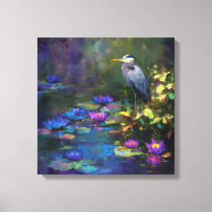 Enchanted Pond Water Lily Nature Watercolor Canvas Print