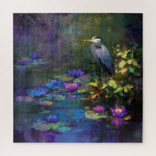 Enchanted Pond Water Lily Nature Watercolor Jigsaw Puzzle