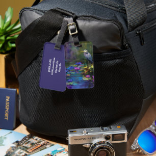 Enchanted Pond Water Lily Nature Watercolor Luggage Tag