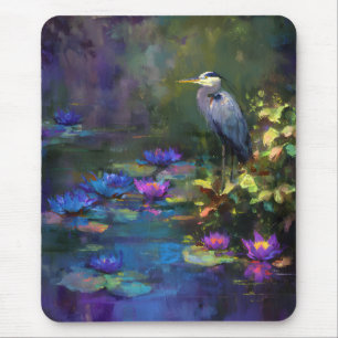 Enchanted Pond Water Lily Nature Watercolor Mouse Mat