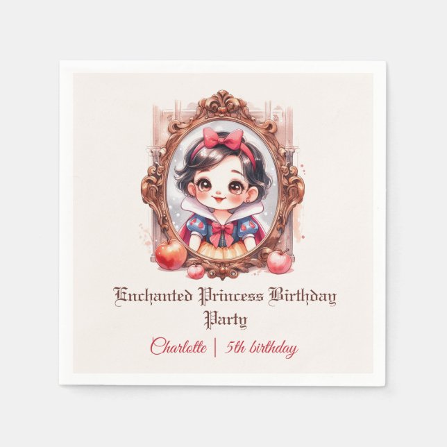 Enchanted Princess Birthday Invitation Snow White Napkin (Front)