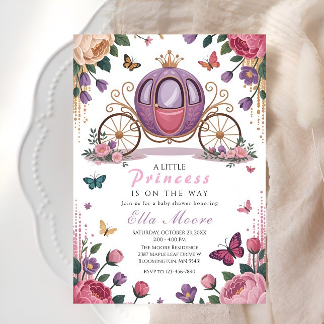 Enchanted Princess Carriage Baby Shower Invitation (Creator Uploaded)