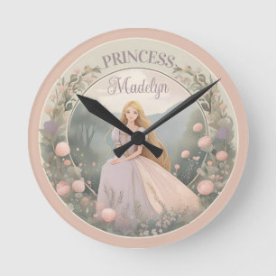 Enchanted Princess Nursery Art Round Clock