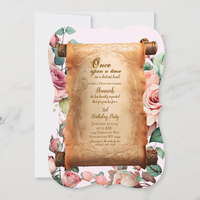 Enchanted Princess Third Party Birthday Invitation (Front)