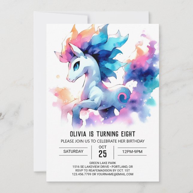  Enchanted Printable Horse Birthday Invitation (Front)