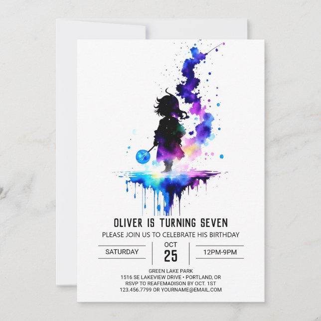 Enchanted Printable Wizardry Birthday Invitation (Front)