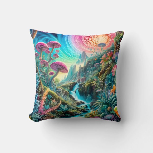 Enchanted Psychedelic Dreamscape Cushion (Front)