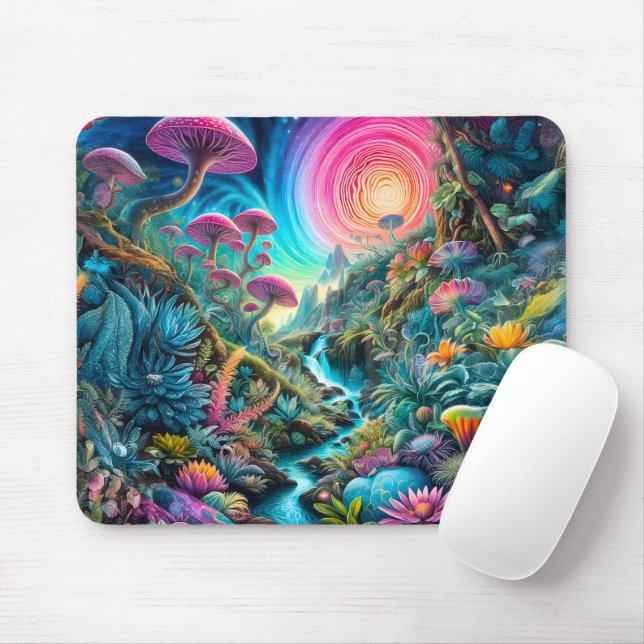 Enchanted Psychedelic Dreamscape Mouse Mat (With Mouse)