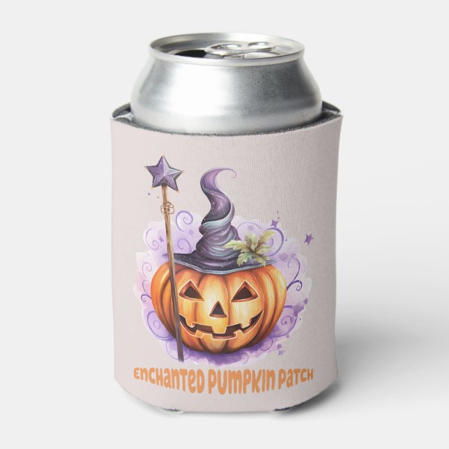 Enchanted Pumpkin Patch – Cute Jack-o’-Lantern Can Cooler (Can Front)