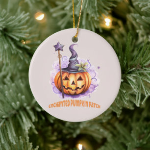 Enchanted Pumpkin Patch – Cute Jack-o’-Lantern Ceramic Tree Decoration