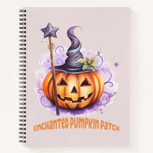 Enchanted Pumpkin Patch – Cute Jack-o’-Lantern Notebook (Front)