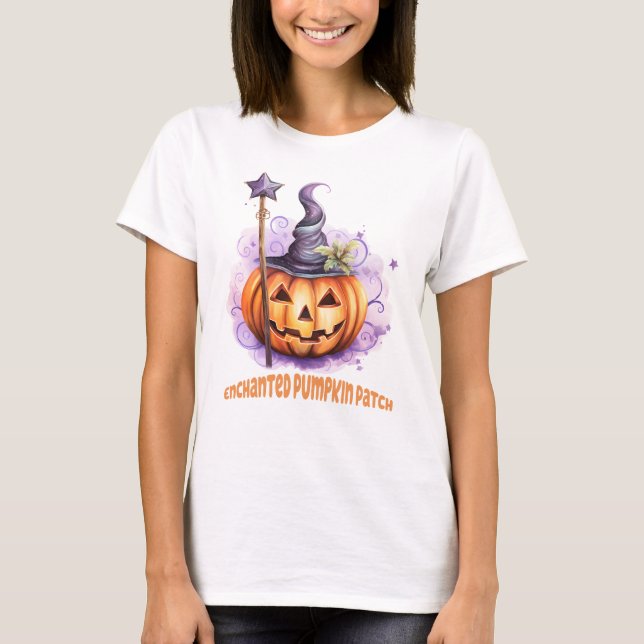 Enchanted Pumpkin Patch – Cute Jack-o’-Lantern T-Shirt (Front)