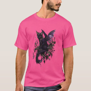Enchanted Purple Cat Dragon Fairy Fantasy Art T-Shirt