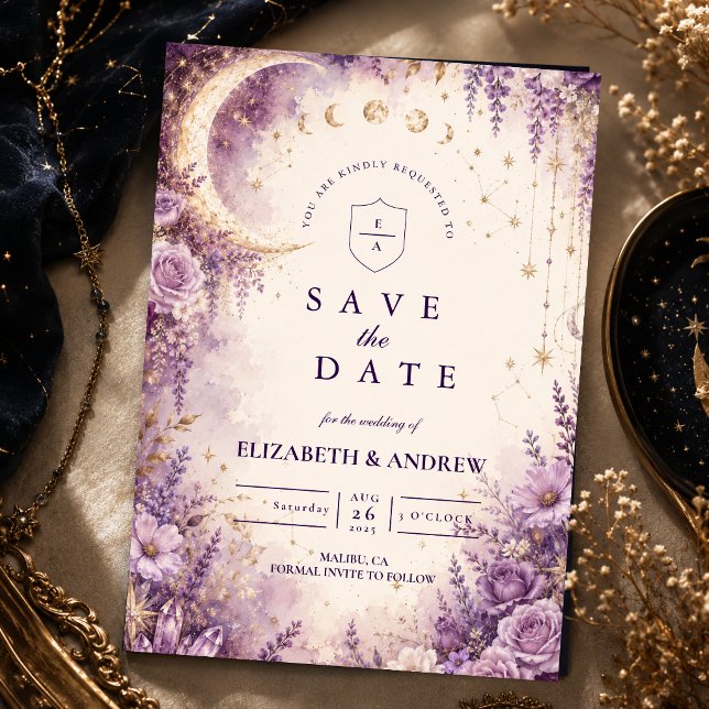 Enchanted Purple Celestial Wedding Save The Date (Creator Uploaded)