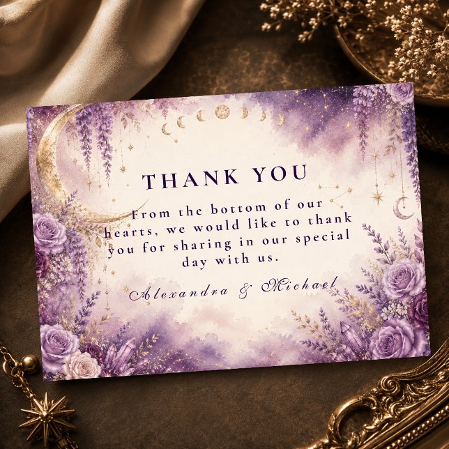 Enchanted Purple Celestial Wedding Thank You Card (Creator Uploaded)
