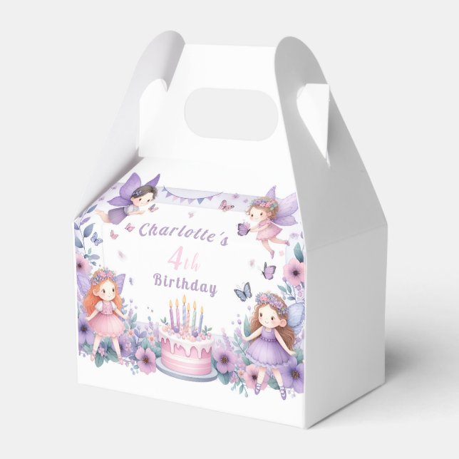 Enchanted Purple Fairy garden - Birthday  Favour Box (Front Side)