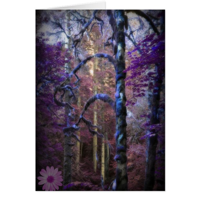 Enchanted Purple Forest Greeting Card (Front)