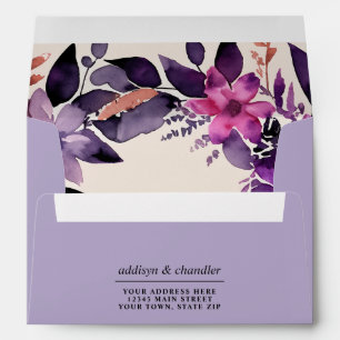 Enchanted Purple + Orange Floral Halloween Wedding Envelope