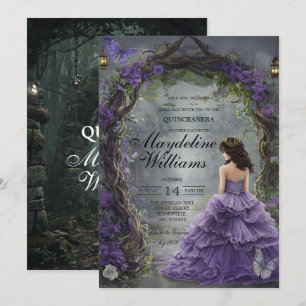 Enchanted Purple Quinceañera Invitation Fairytale
