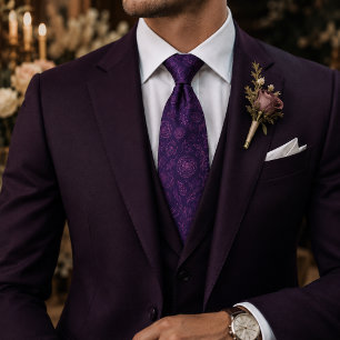 Enchanted Purple Rose Garden Tie
