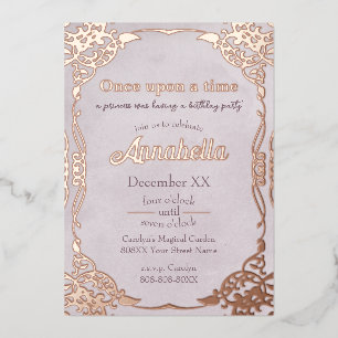 Enchanted Purple Rose Gold Fairy Tale Theme Foil Holiday Card