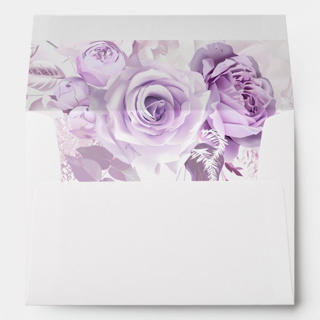 Enchanted Purple Rose Wedding Invitation Envelope (Back (Bottom))