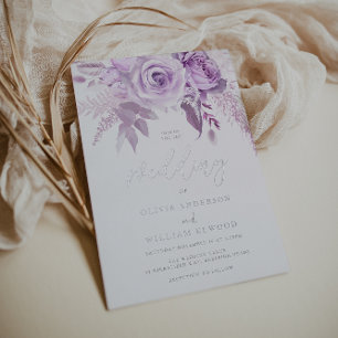 Enchanted Purple Roses Elegant Wedding Silver