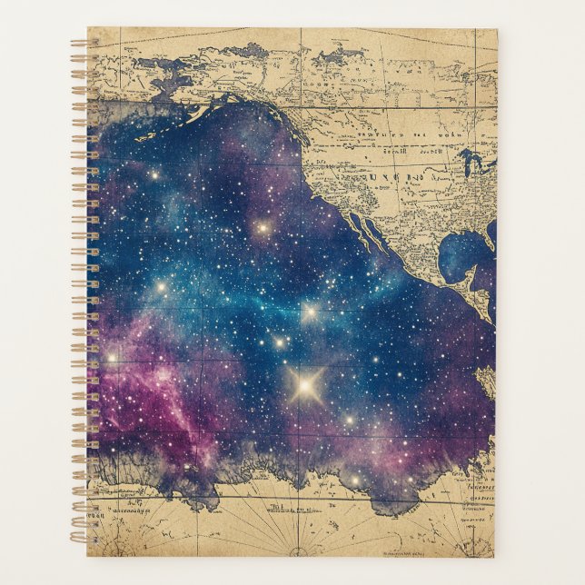 Enchanted Purple Vintage Star Chart Map Planner (Front)