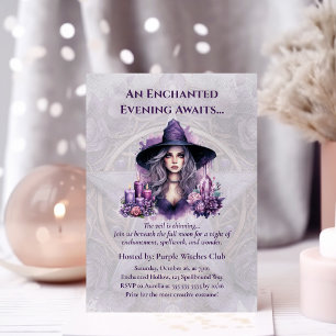 Enchanted Purple Witch Halloween Party Invitation