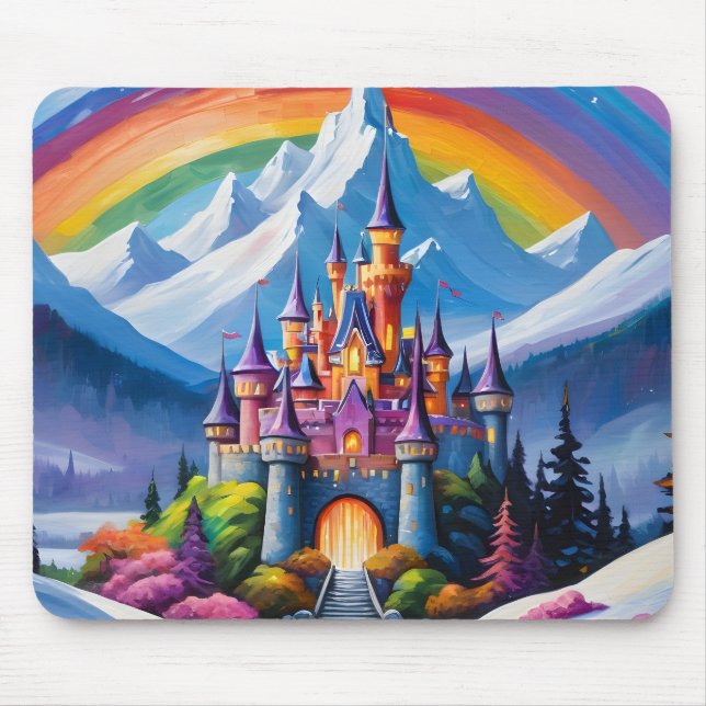 Enchanted rainbow castle mouse mat (Front)