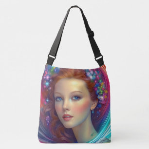 Enchanted Rainbow Hair Portrait Crossbody Bag