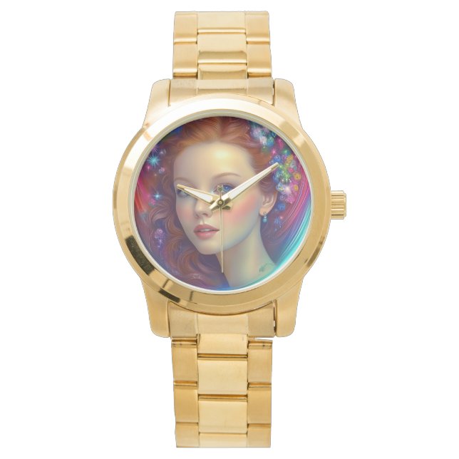 Enchanted Rainbow Hair Portrait Watch (Front)