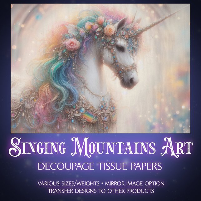 Enchanted Rainbow Unicorn Craft Decoupage  Tissue Paper (Creator Uploaded)