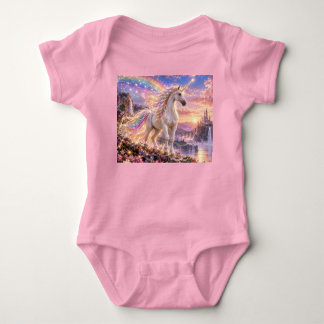 Enchanted Rainbow Unicorn Pink Baby Bodysuit