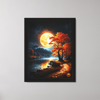 Enchanted Realm Of The Orange Moon by Xzendor7 Canvas Print