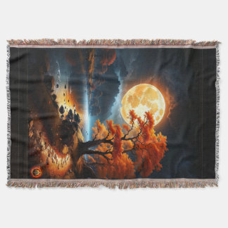 Enchanted Realm Of The Orange Moon by Xzendor7 Throw Blanket