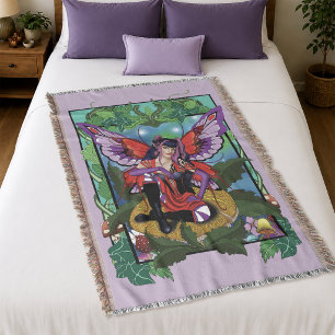 Enchanted Rebel Fairy Purple Red Gothic Throw Blanket
