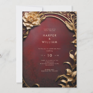 Enchanted red and gold Wedding Invitation