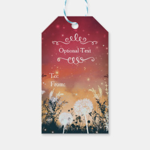 Enchanted Red Evening Sky Stars & Foliage Wedding Gift Tags