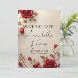Enchanted Red Roses and Lights Romantic Wedding Save The Date